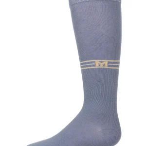 Girls Stretch Cotton Multi Stripe "M Graphic" Knee Sock