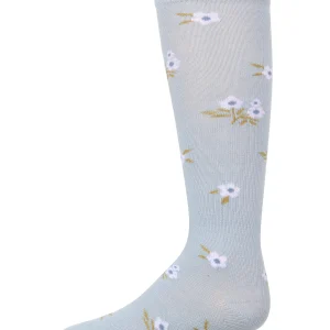 Girls Opaque Stretch Cotton "Blissful Bloom" Knee High Sock