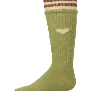 Girls Ribbed Cotton Blend "Heart and Stripes" Knee Sock