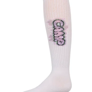 Girls Ribbed Cotton Blend "Graffiti Camp" Knee Sock