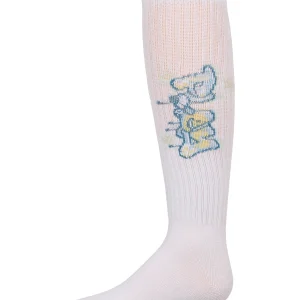 Girls Ribbed Stretch Cotton "Graffiti Play" Knee Sock
