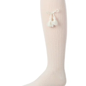 Girls Cotton-Rich Tassle-Bow-Trimmed Lettuce Edge Knee High Sock
