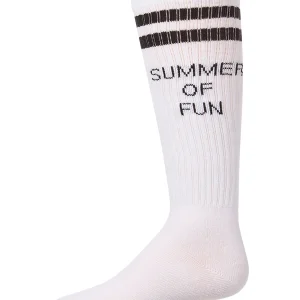Girls "Summer Of Fun" Cotton Blend Varsity-Stripe Knee High Sock