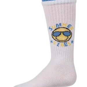 Girls "Summer Vibes" Cotton-Blend Knee High Sock with Faux-Layer Cuffs