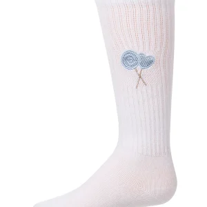 Girls "Embroidered Lollypop" Ribbed Cotton-Blend Knee High Sock
