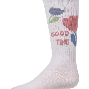 Girls "Good Time" Cotton-Blend Floral-Trim Novelty Knee High Sock