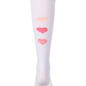 Girls "Triple Heart" Cotton-Rich Mini-Ribbed Heart-Themed Knee High Sock