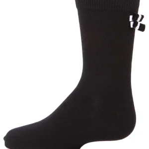 Girls' Black Tie Affair Cotton Blend Crew Socks