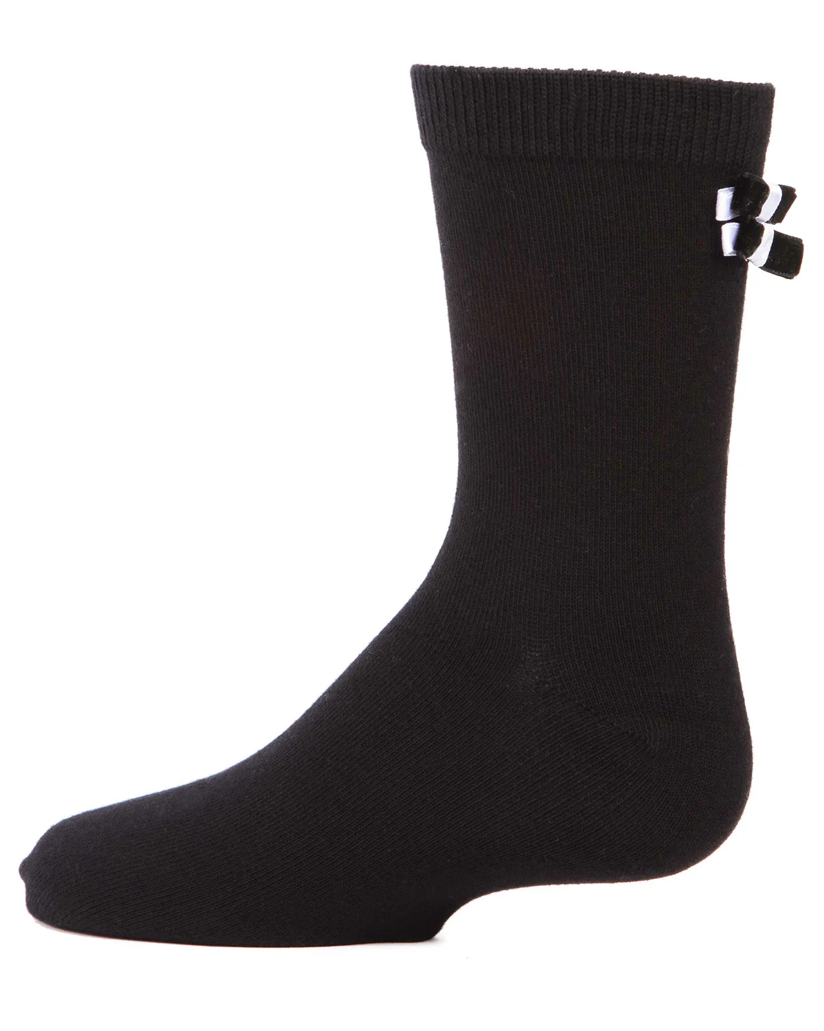 Girls' Black Tie Affair Cotton Blend Crew Socks