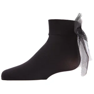 Microfiber Tulle Bow Anklet Socks