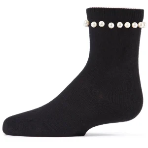 String of Pearls Girls Cotton Blend Crew Socks