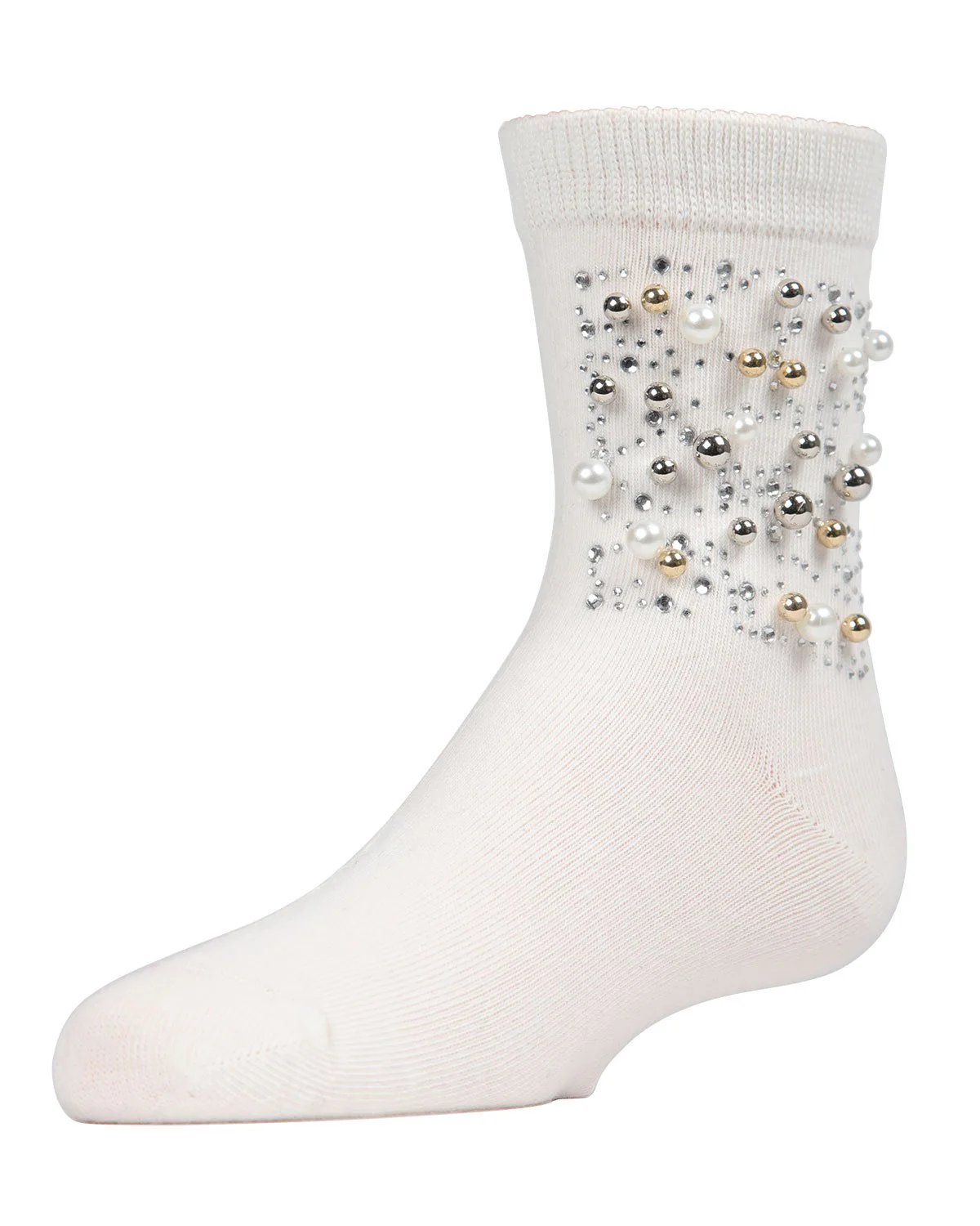 Starry Night Jeweled Girls Combed Cotton Crew Socks – Image 2