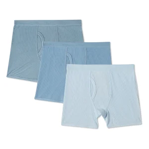 3 Pair Boys Ribbed Modal Blend Tag-Free Boxer Briefs, Solid Colors
