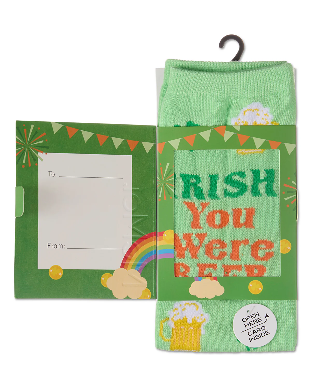 Irish You Were Beer Greeting Card Crew Socks – Image 3