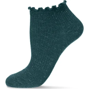 Sparkle Rib Scalloped Cuff Low Cut Socks