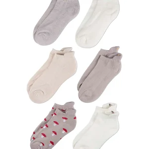6 Pair Women's Half-Cushioned Embroidered Low Cut Socks with Heel Tab