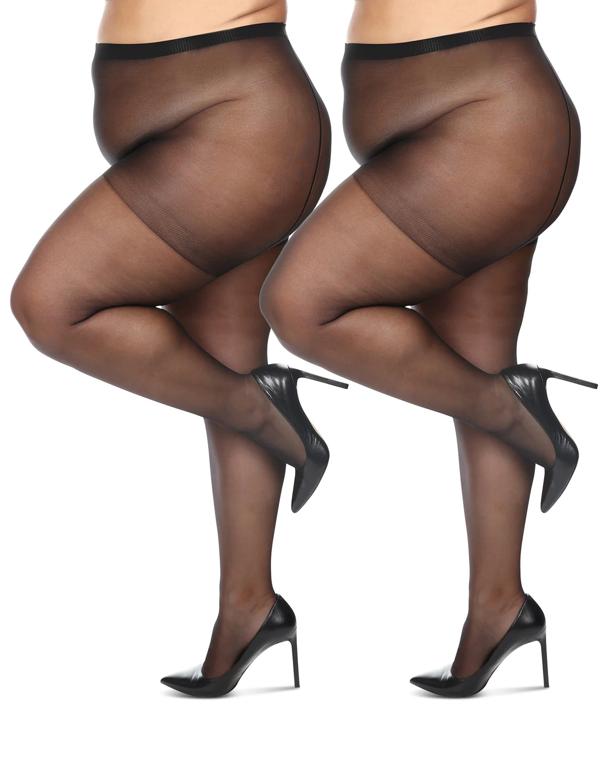 Women's 2 Pack Plus Size Satin Sheer Nylon Pantyhose