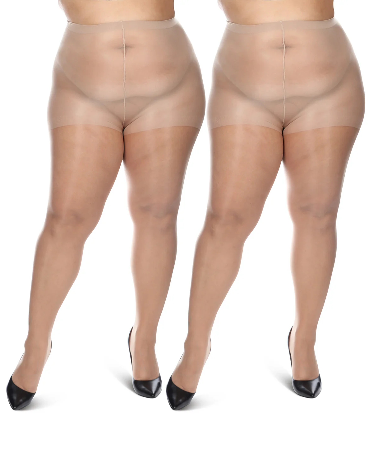 Women's 2 Pack Plus Size Satin Sheer Nylon Pantyhose – Image 5