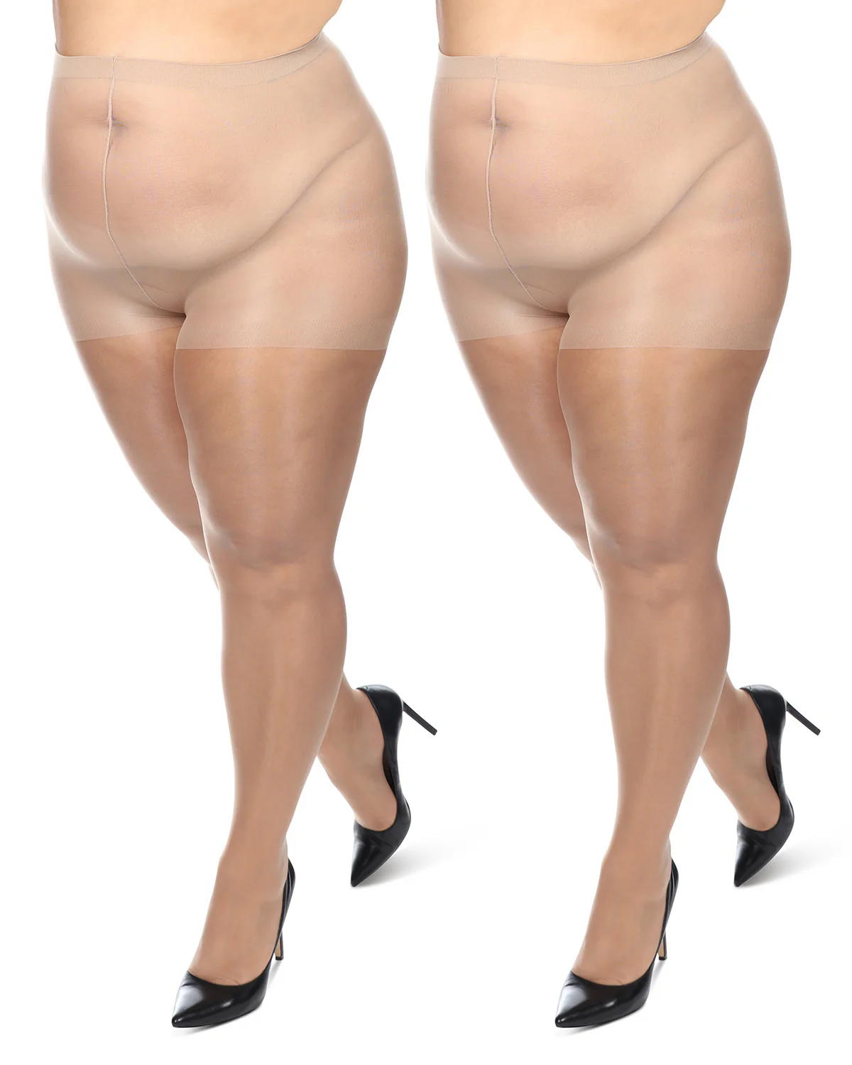 Women's 2 Pack Plus Size Satin Sheer Nylon Pantyhose – Image 7