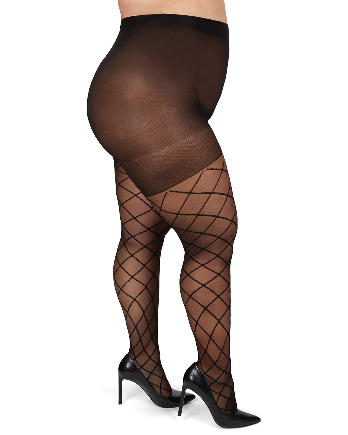 Plus Size Curvy Diamond Sheer Control Top Tights – Image 5