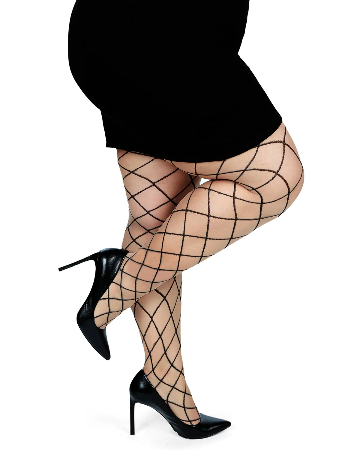 Plus Size Curvy Diamond Sheer Control Top Tights – Image 3