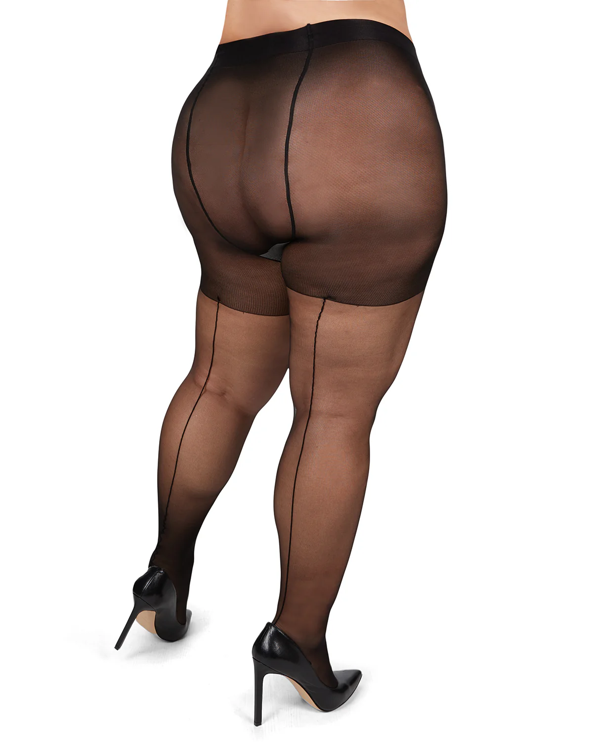 Women's Back Seam/Cuban Heel Plus Size Curvy Control Top Pantyhose – Image 8