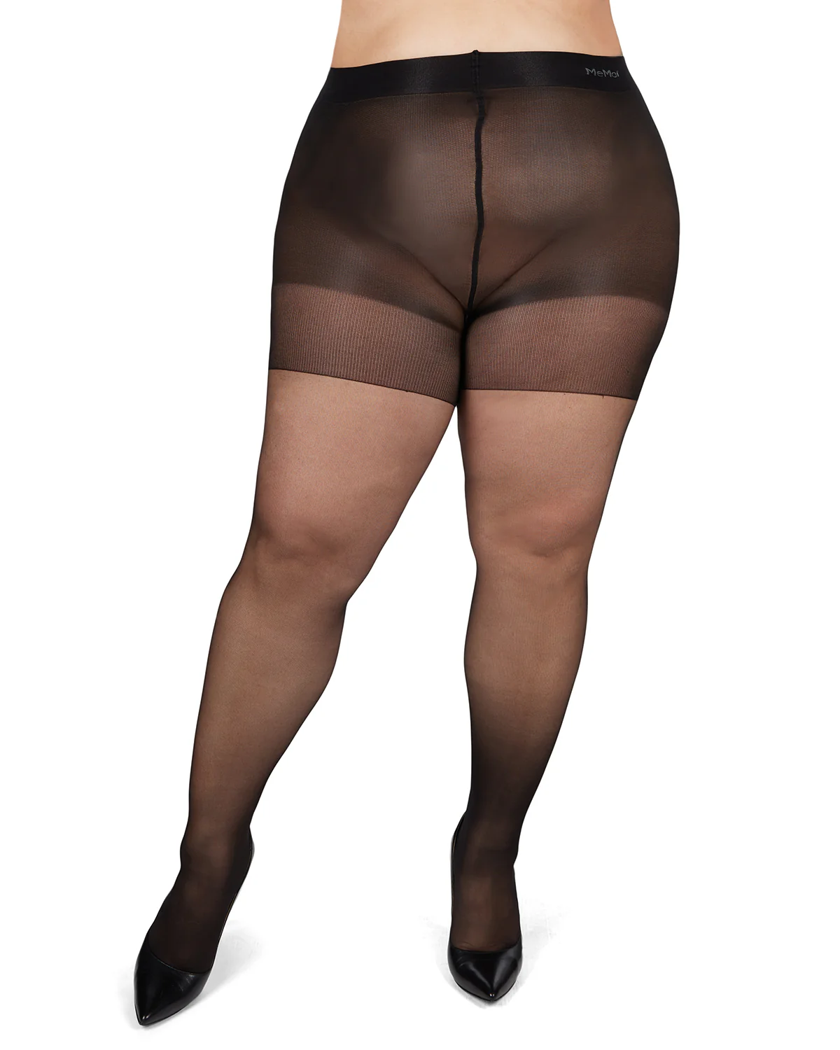 Women's Back Seam/Cuban Heel Plus Size Curvy Control Top Pantyhose – Image 6