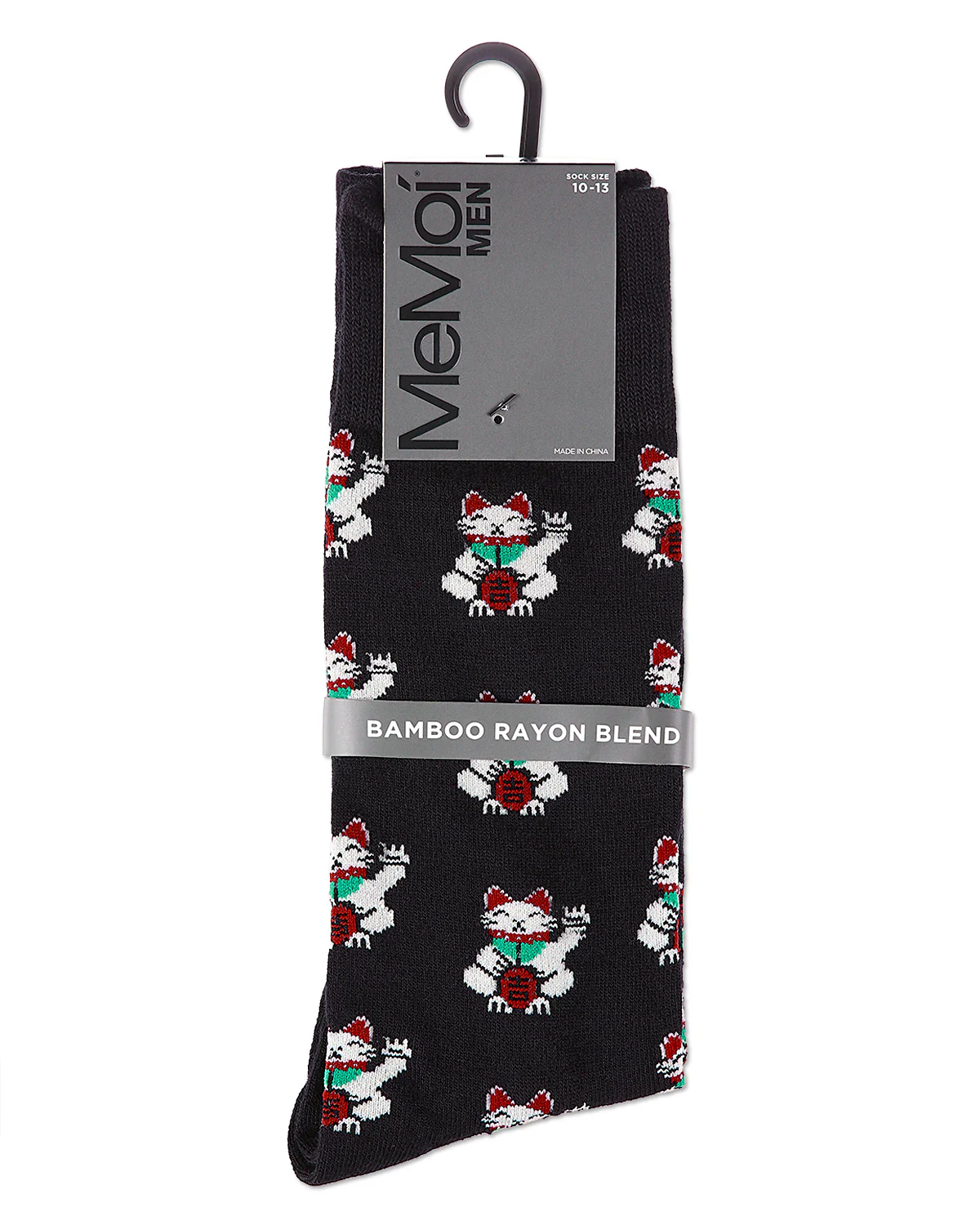 Lucky Cat Maneki-Neko Men's Bamboo Blend Crew Socks – Image 7