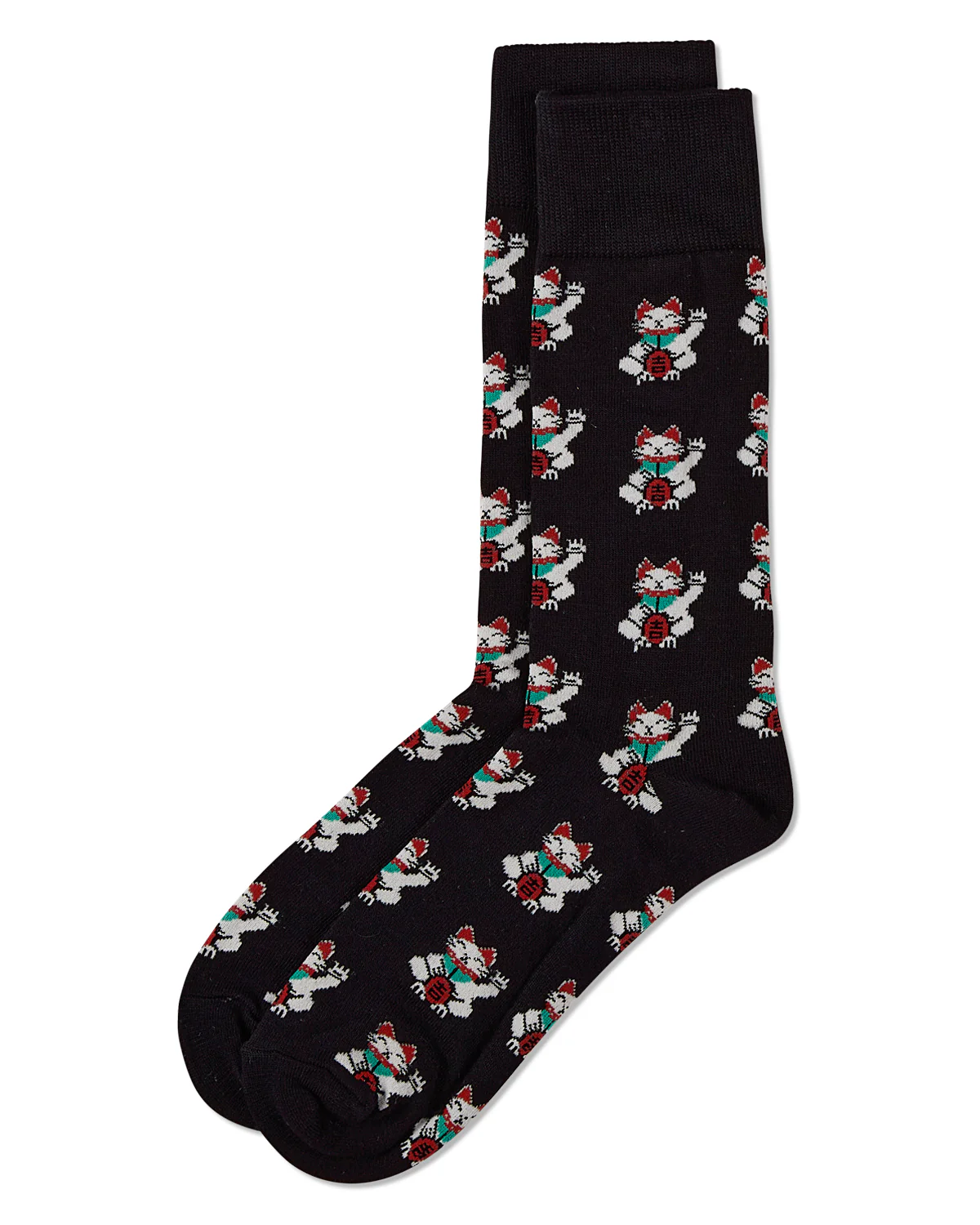 Lucky Cat Maneki-Neko Men's Bamboo Blend Crew Socks – Image 5