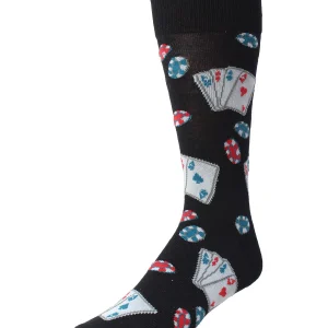 Poker Face Playing Card Bamboo Blend Men's Crew Socks