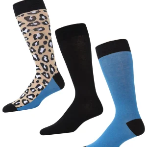 Leopard Pane Cotton Blend Crew Sock 3 Pack