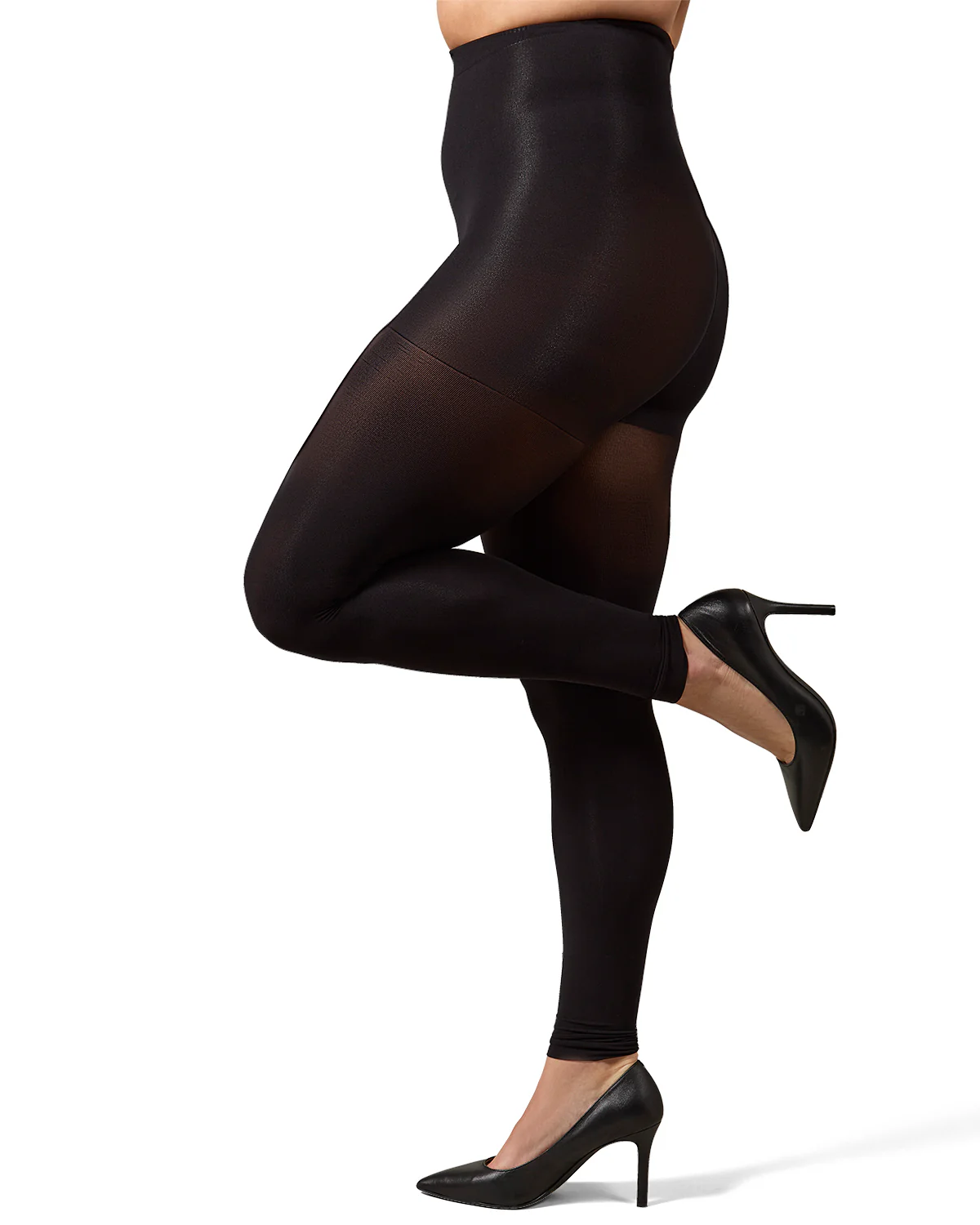 Completely Opaque 80 Denier Control Top Footless Tights – Image 3
