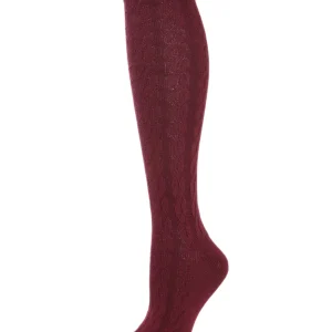 Cable-Knit Cotton Blend Knee High Socks