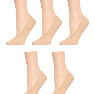 Women's 5 Pair Pack Cotton Blend Fine Edge No Show Liner Socks