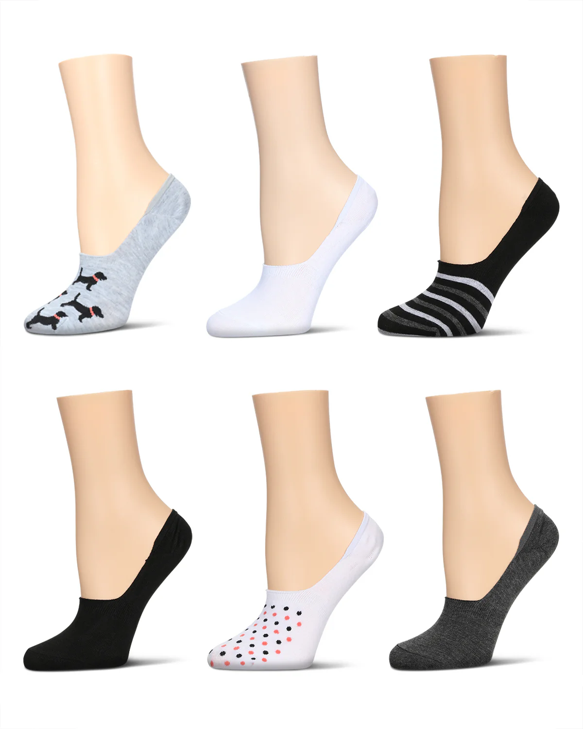 Women's 6 Pair Pack Dogs High Cut Liner Socks