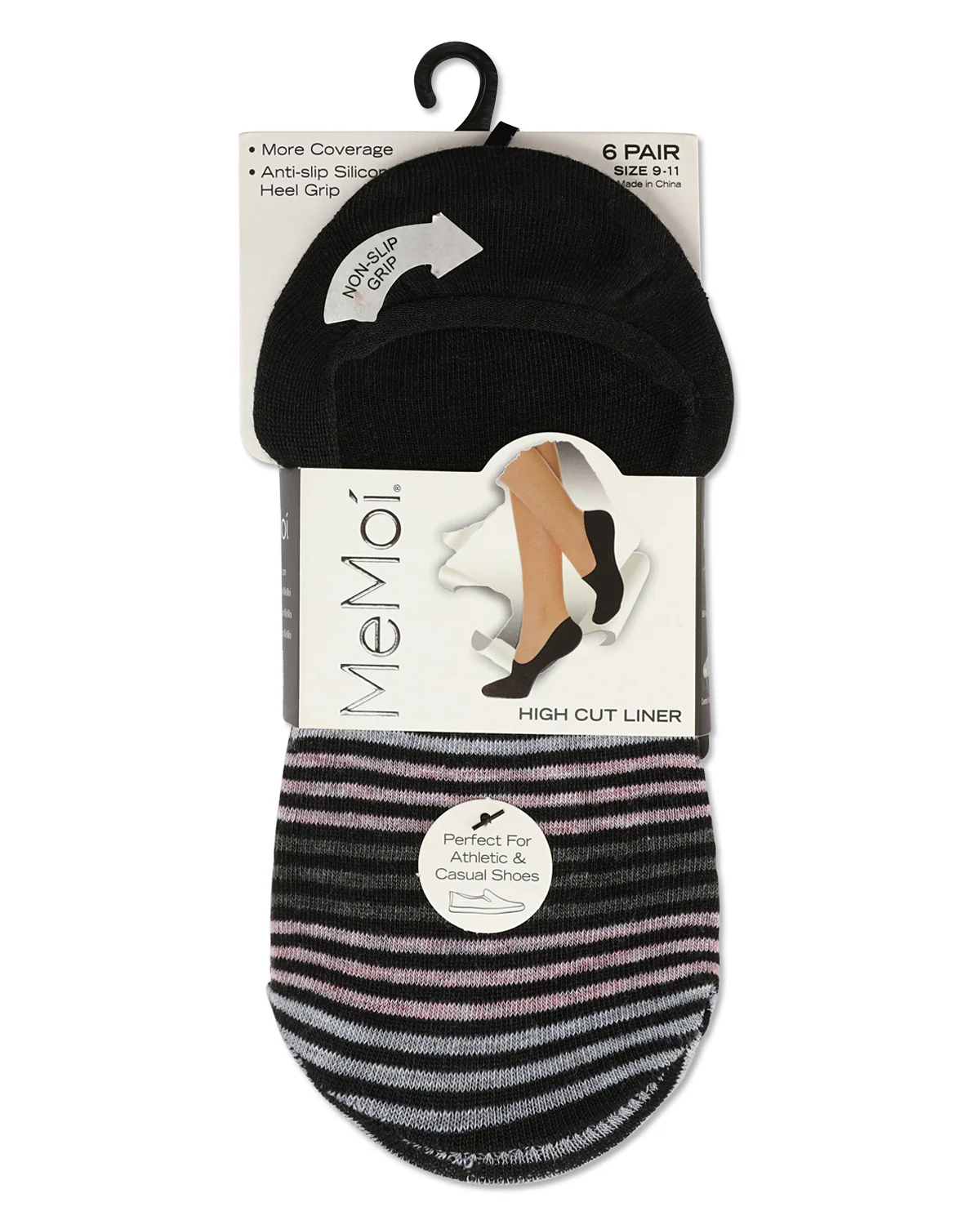 Women's 6 Pair Pack Gradient Stripes High Cut Liners – Image 3