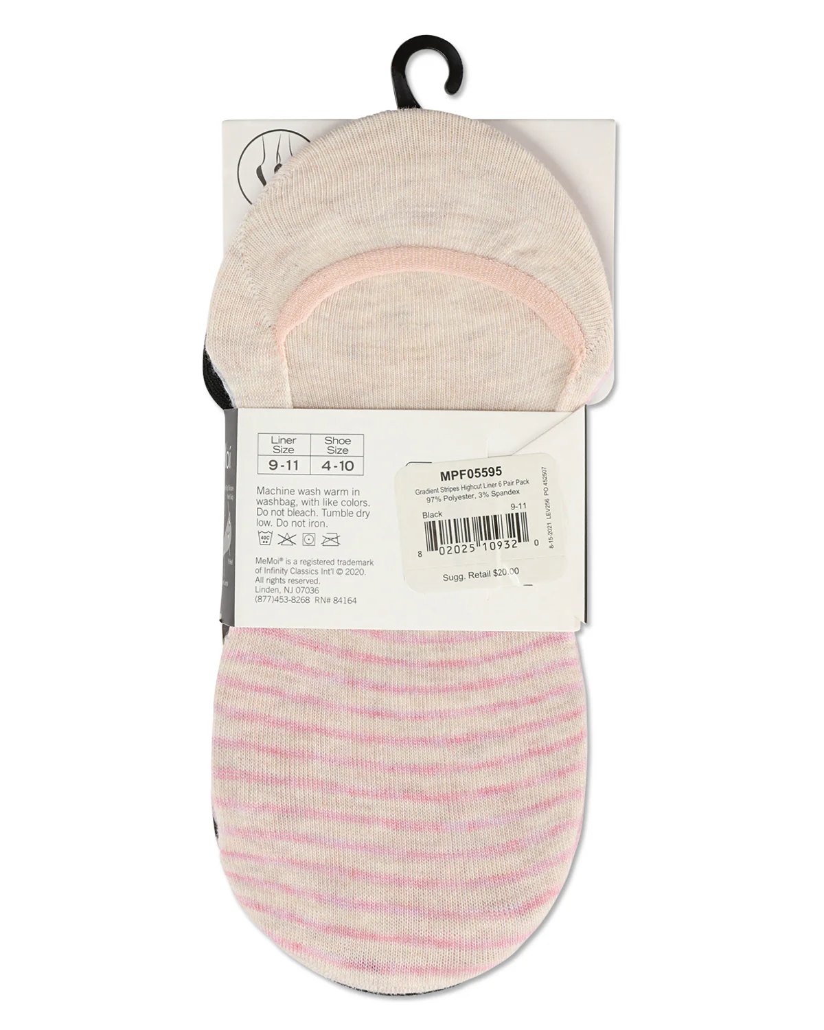 Women's 6 Pair Pack Gradient Stripes High Cut Liners – Image 4