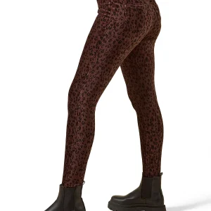 Brown Corduroy Cotton Blend Animal Print Leggings