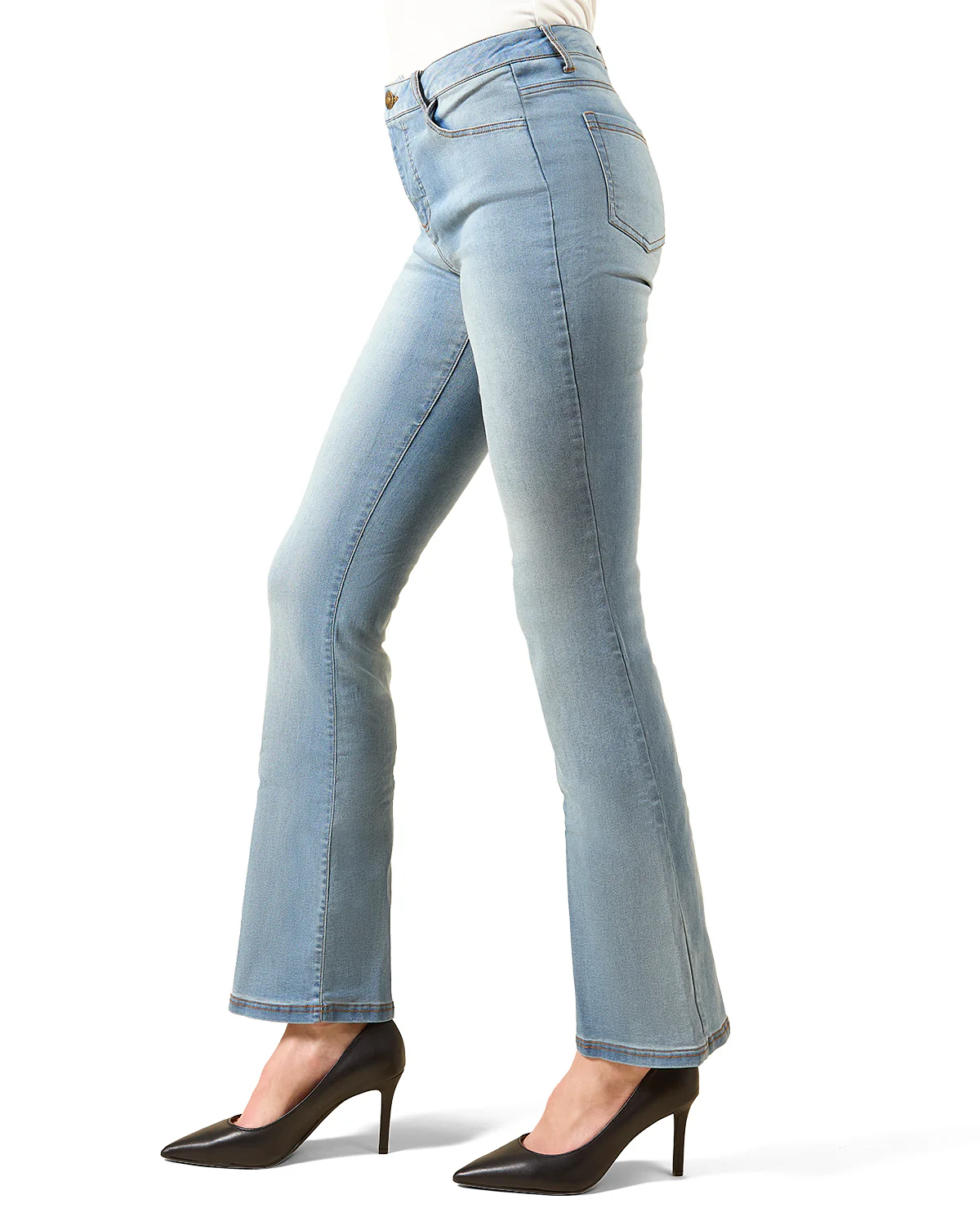 Sustainable Cotton Blend Fashion Denim Boot Cut Leggings – Image 4