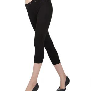 Chino Capri-Length Cotton Blend Leggings