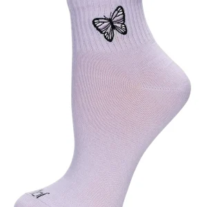 Women's Butterfly Embroidery Athletic Quarter Socks