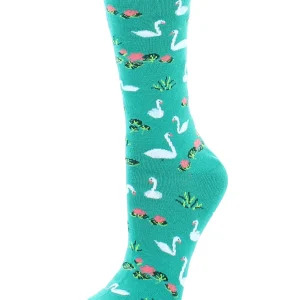 Swans on a Lake Bamboo Blend Crew Socks