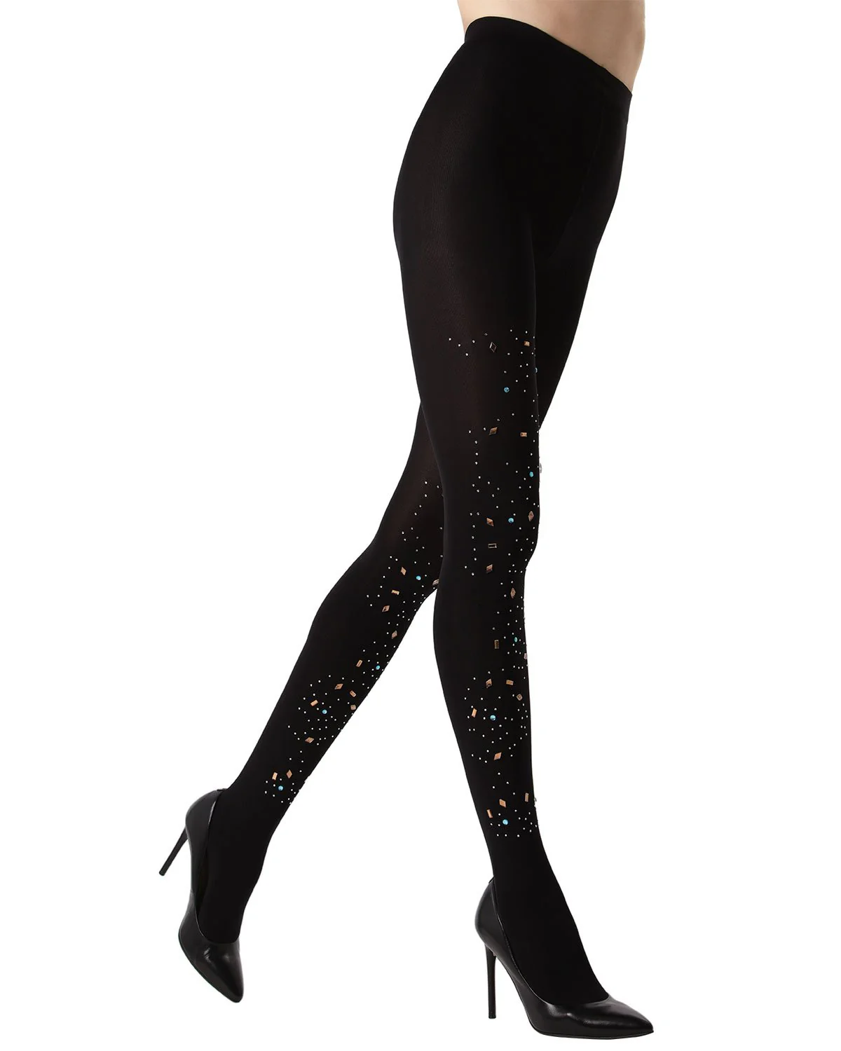 Constellation Embellished Opaque Tights – Image 3