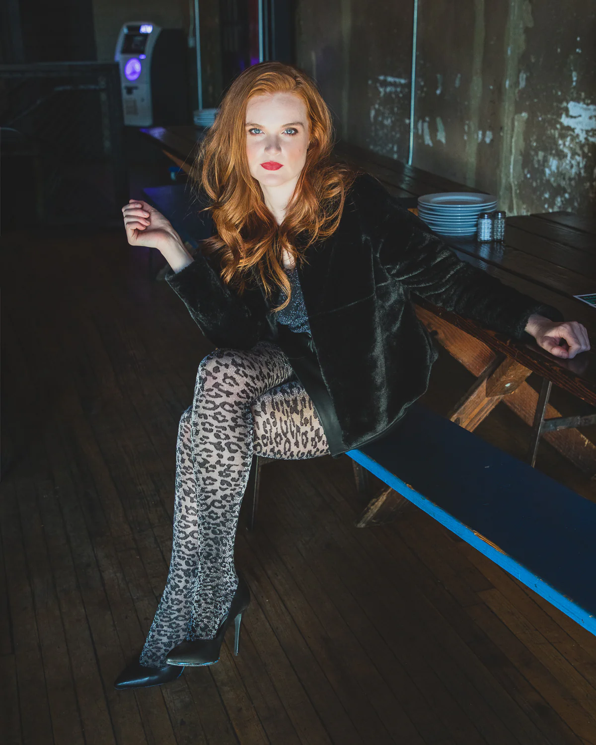 Leopard Print Shimmer Sheer Tights – Image 3