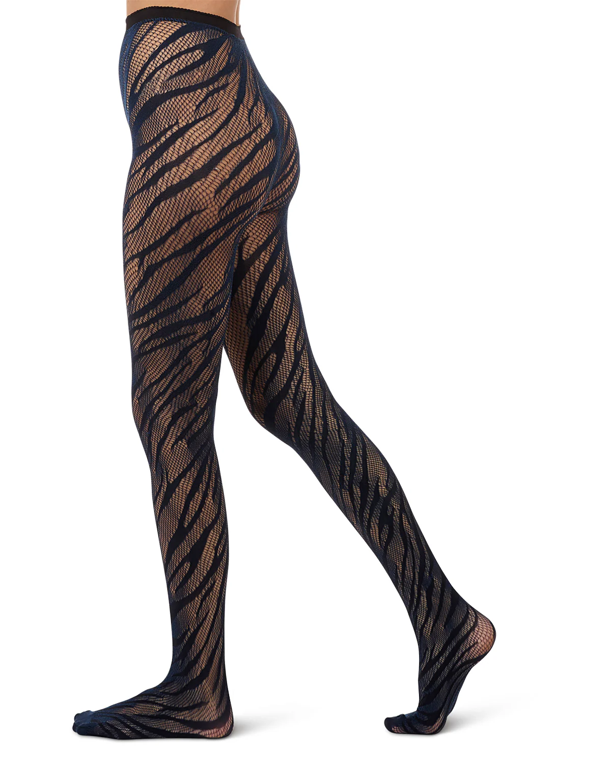 Women's Zebra-Patterned Sheer Net Tights – Image 3