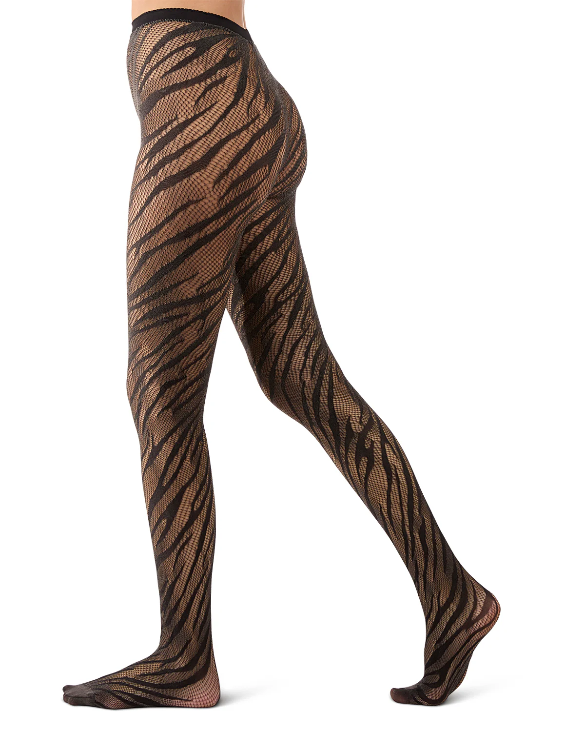 Women's Zebra-Patterned Sheer Net Tights – Image 4