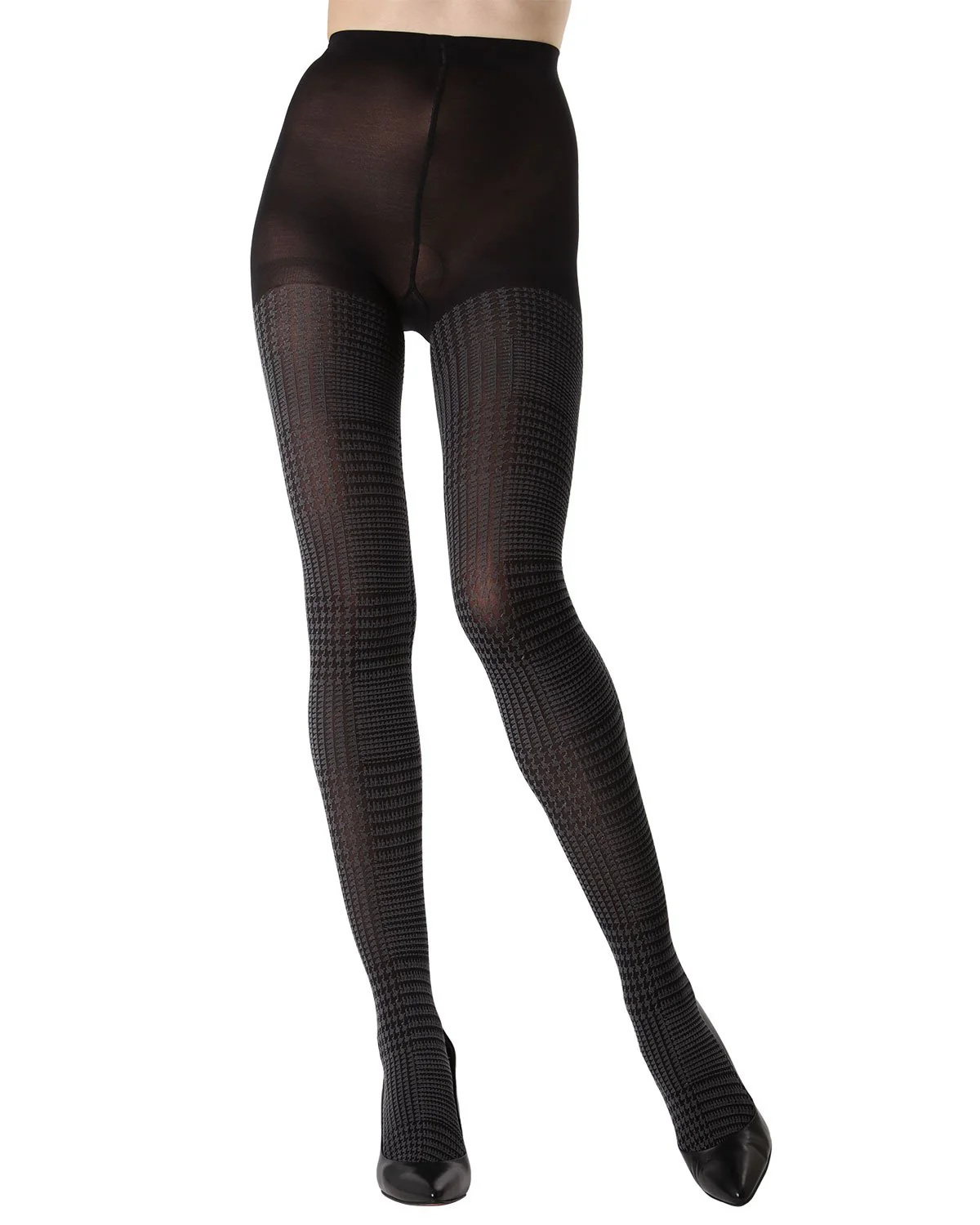 Women's Glen Plaid Opaque Cotton Tights – Image 3