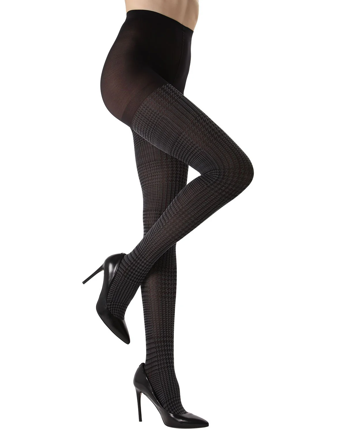 Women's Glen Plaid Opaque Cotton Tights – Image 2