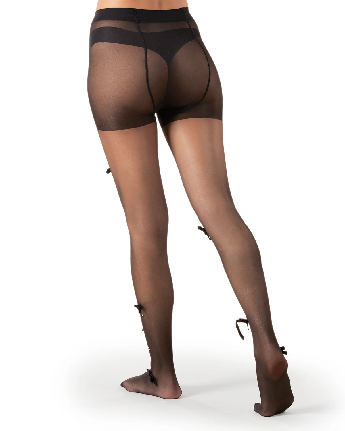 Women's Sheer Fashion Velvet Bows and Faux Pearl Studded Tights – Image 4