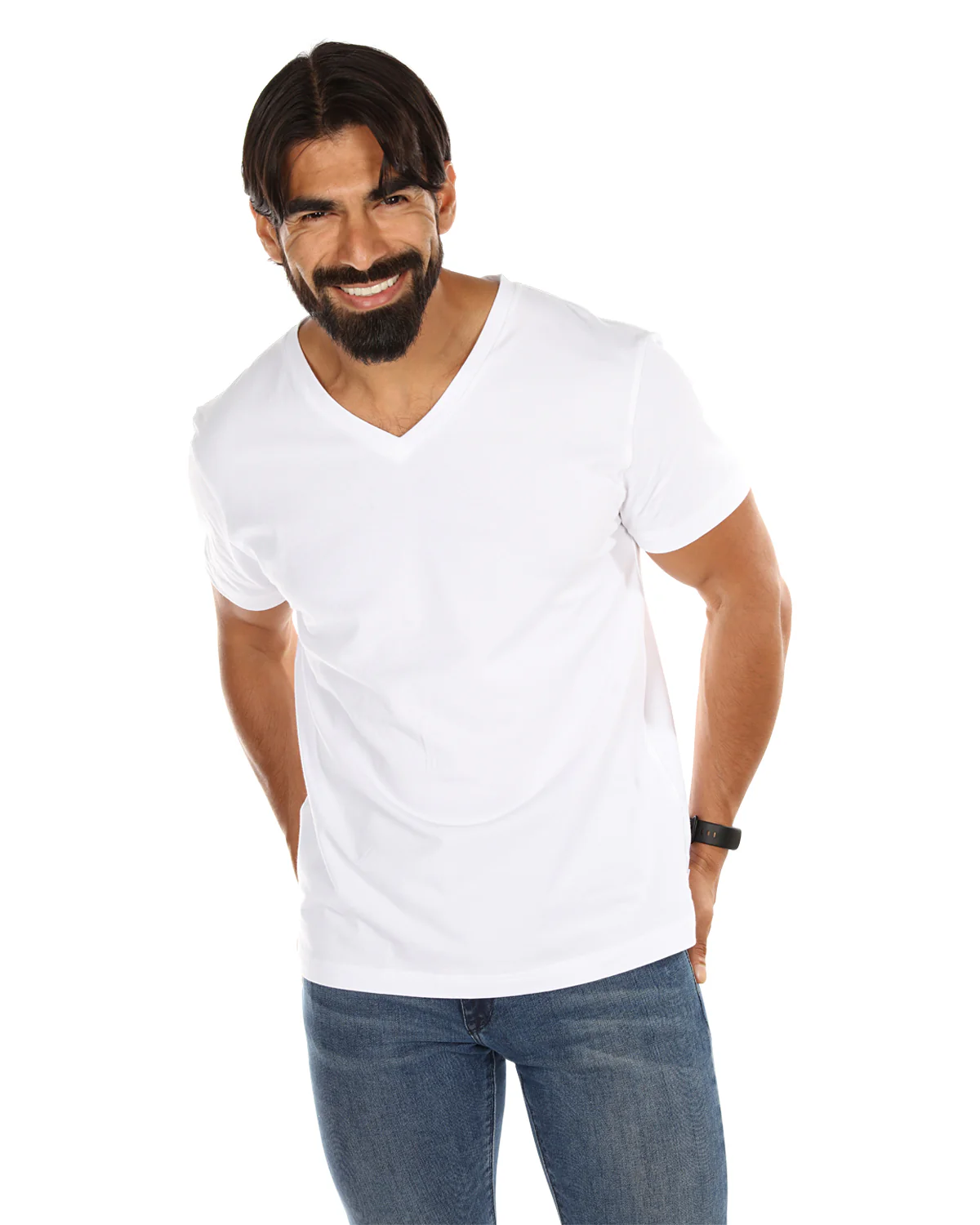 2 Pair Men's V-Neck Cool Cotton Stretch T-Shirt Undershirt – Image 2